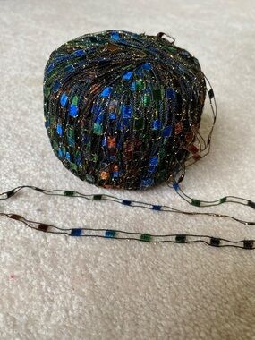 New without Tag Metallic Multi-Color Ladder Ribbon Yarn 66g Total